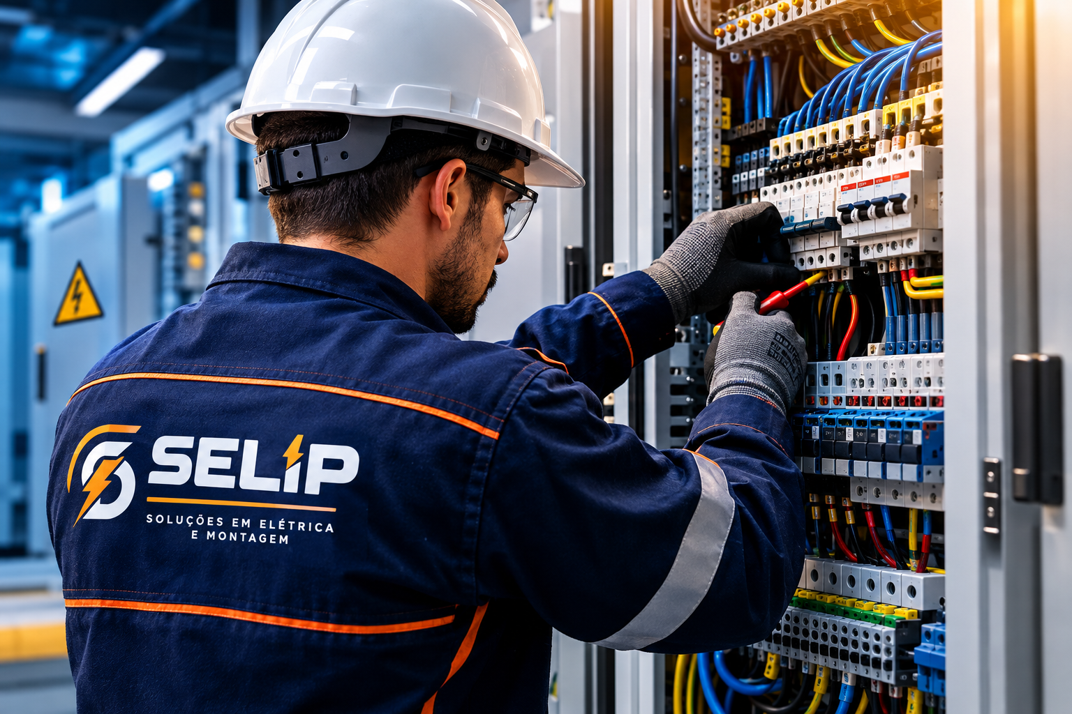 Técnico SELIP operando fiação elétrica